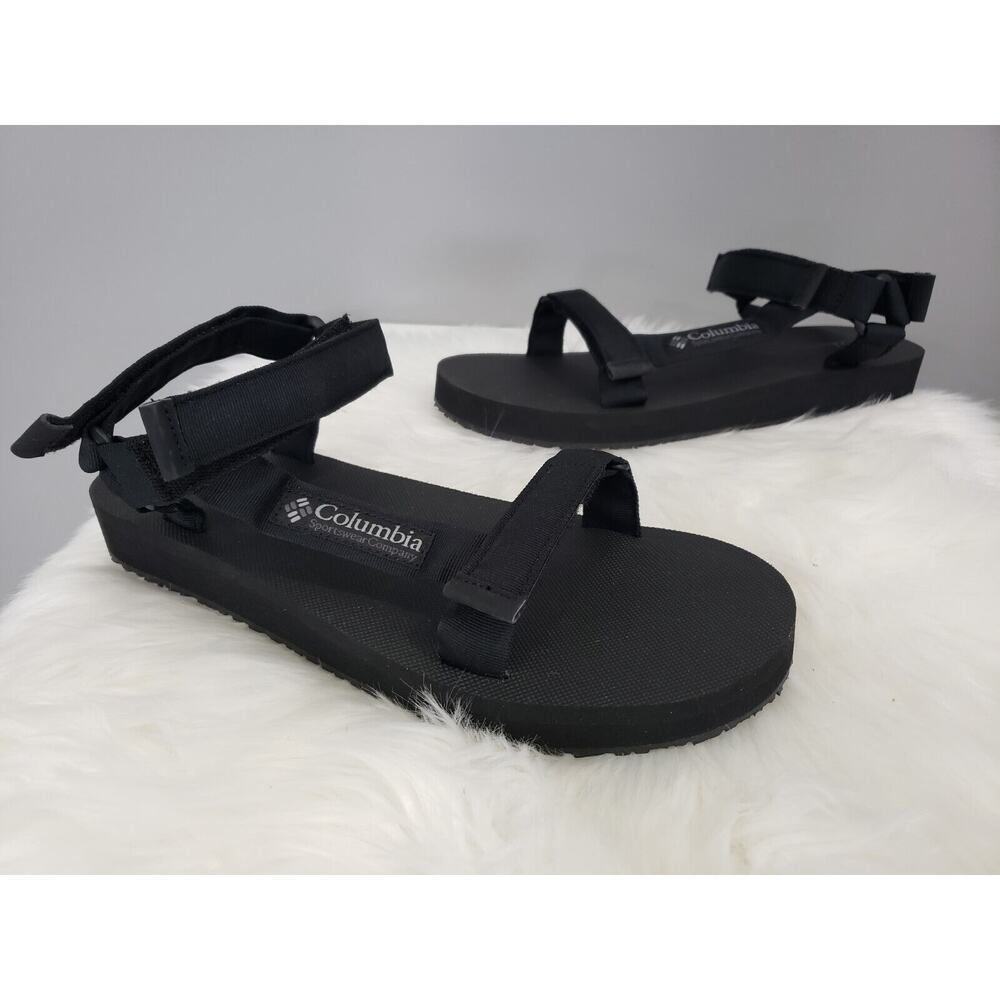 NEW Columbia Sz 13 Breaksider Hiking Walking Ankle Strap SOLID BLACK Sandal Mens